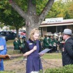 A student reads at the Creswick commemorations.