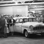 Launching the new 1958 model Holden at Martyn's garage Vincent Street