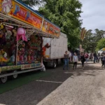 The big trucks managed to get in to the showgrounds to set up the carnival.