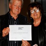 Alla Wolf-Tasker awarded Brian Nash the inagural Allan Wolf-Tasker Memorial Landscape Prize. (Photo: Shiva Malekzadeh)