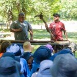 Jason Kerr and Billy Marchioni sharing cultural knowledge. (Photo Supplied)