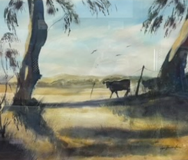 Allan Wolf-Tasker Memorial Central Victorian Landscape Prize: Finding Shade in Franklinford by Lyn Buddenbaum.